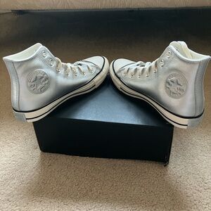 Converse CTAS Custom Silver leather High-Tops.